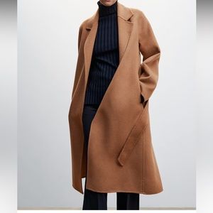 STUNNING Mango handmade belted coat. Recycled wool. Size M. NWT